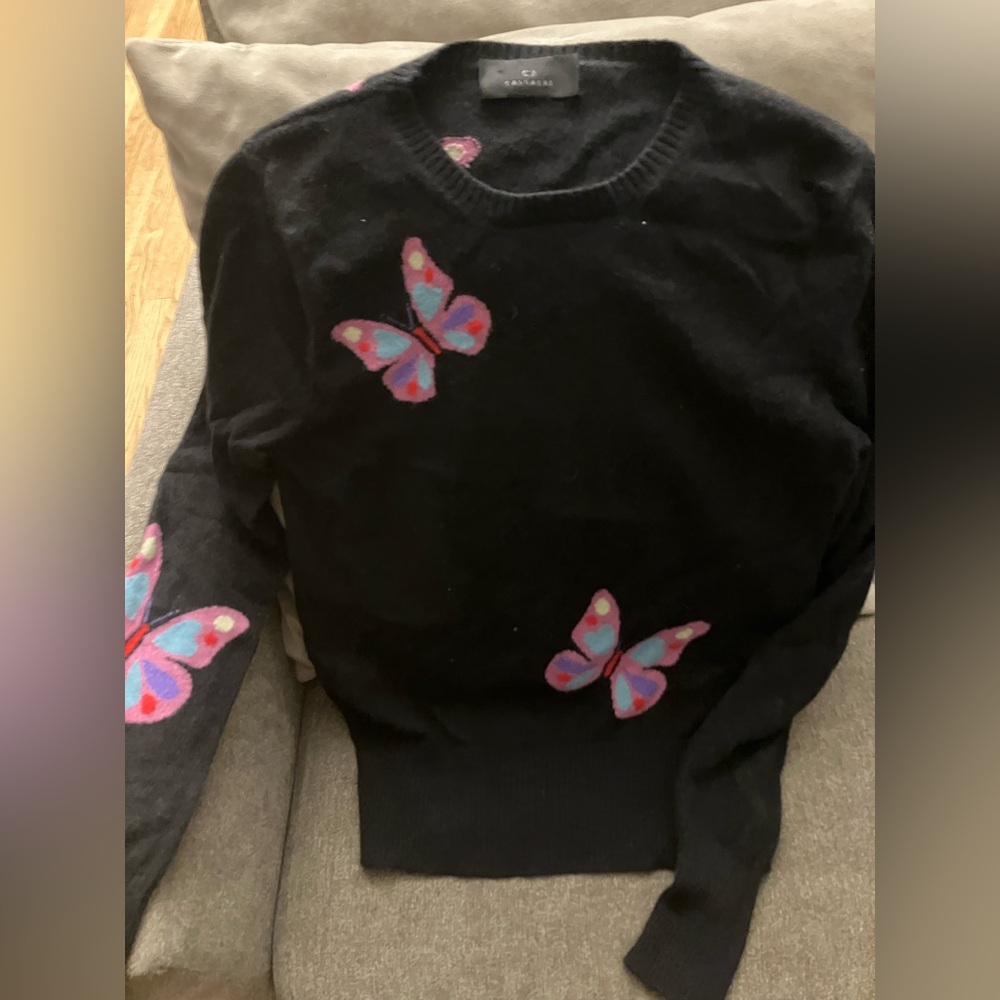 Black Sweater with Butterfly Design